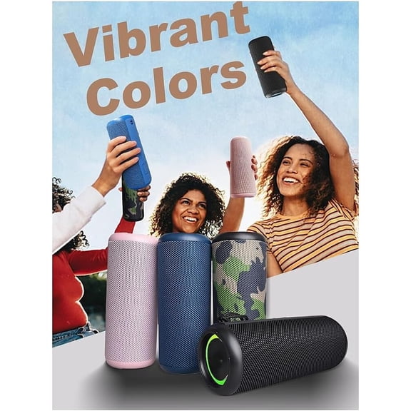 IYFFDFE-Portable Bluetooth Speakers, Loud Stereo Sound, Deep Bass, IP66 Waterproof, RGB Lights, Dual Pairing, Wireless Speaker for Home, Outdoor, Party, Beach etc (Blue)