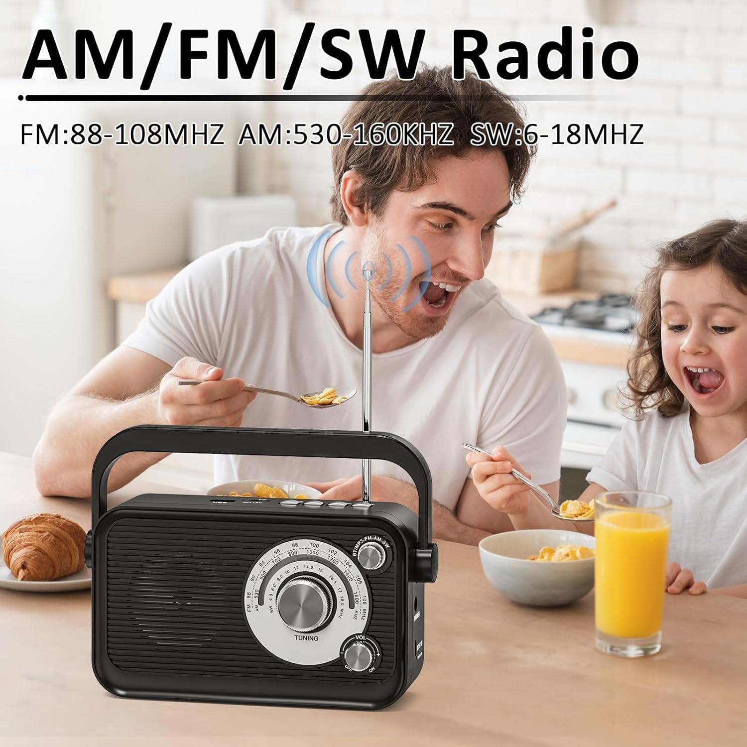 IYFFDFE-Portable AM FM Radio with Best Reception, Bluetooth Speaker ...