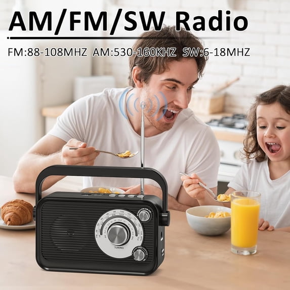 IYFFDFE-Portable AM FM Radio with Best Reception, Bluetooth Speaker ...
