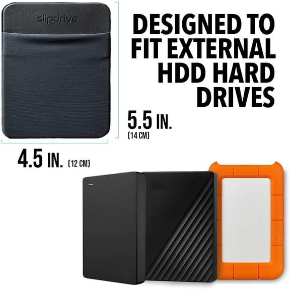 IYFFDFE-- Portable Hard Drive Sleeve for Laptop - HDD Hard Disk Drive - Reusable Adhesive - 5.5 x 4.5 Stick on External Hard Drive Carrying Case - Travel Pocket Pouch (Large, Black)