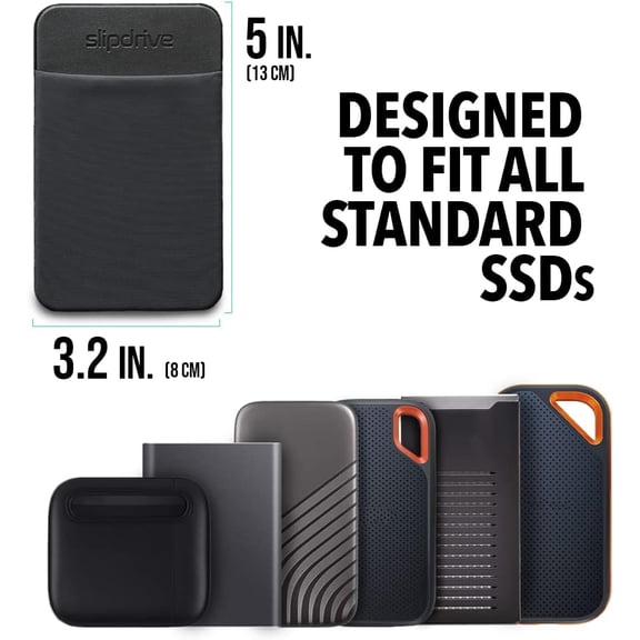 IYFFDFE-- Portable Hard Drive Sleeve for Laptop - SSD Solid State Drive - Reusable Adhesive - Stick on External Hard Drive Carrying Case - Pocket Pouch (Small, Black)