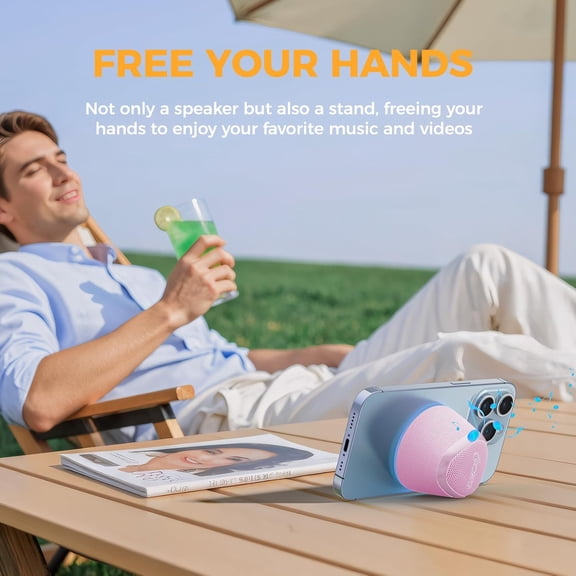 IYFFDFE-Portable Speaker Phone Stand Gifts: Valentines Gifts for Her Him Adults Teens, 2 in 1 Magnetic Bluetooth Speakers, Loud Sound IPX5 Waterproof, 9 Light Modes, TWS, Home/Office/Travel Essential