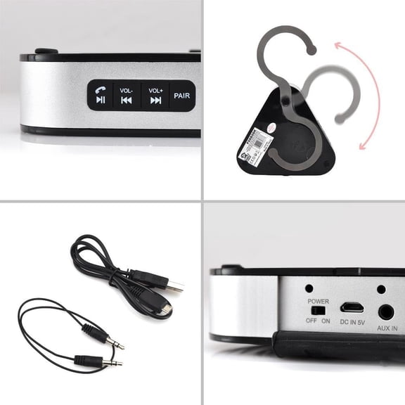 IYFFDFE-Portable Wireless Waterproof Shower Speaker - Outdoor Bluetooth Compatible Rechargeable Battery Powered Loud Sound Speaker System w/ AUX - USB Charger - Mp3 Android iPod iPhone PSRB8BL (Blue)