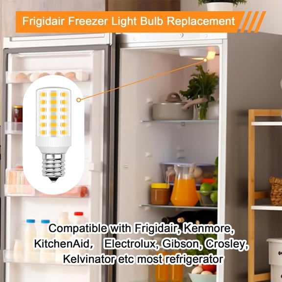 IYFFDFE-Refrigerator Light Bulb T8 297048600 241552802 Replacement 40W Compatible with Whirl-Pool Kenm-ore Light Bulb Refrigerator E17 6W LED Bulb 120V Warm White Appliance Bulb 1 Pack