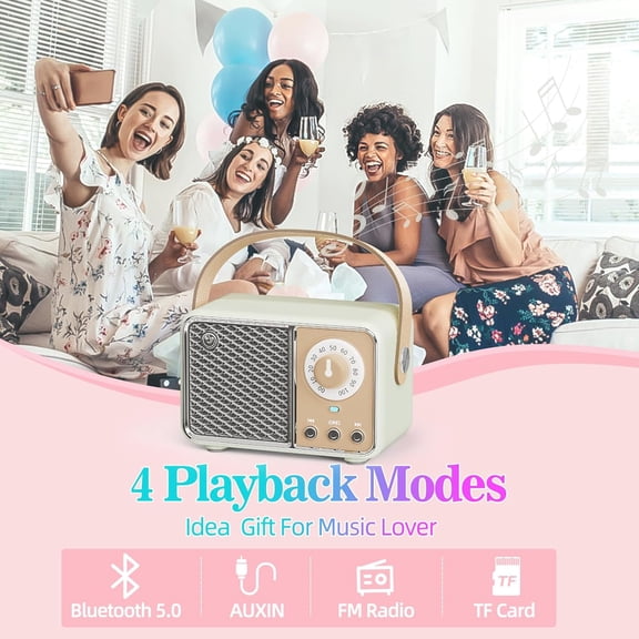 IYFFDFE-Retro Bluetooth Speaker, Vintage Decor, Wireless Bluetooth Speakers, Cute Old Fashion Style for Kitchen Desk Bedroom Office Party Outdoor Kawaii Accessories (Smoke Green)