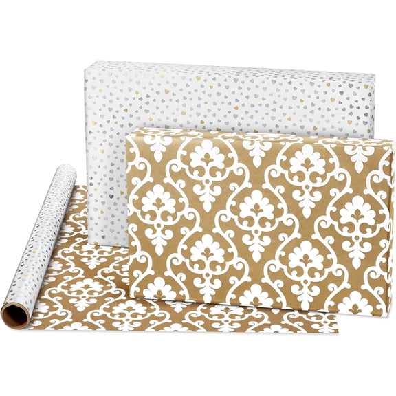 IYFFDFE-Reversible Wedding Wrapping Paper, Bridal Designs (4 Rolls, 120 sq. ft.)