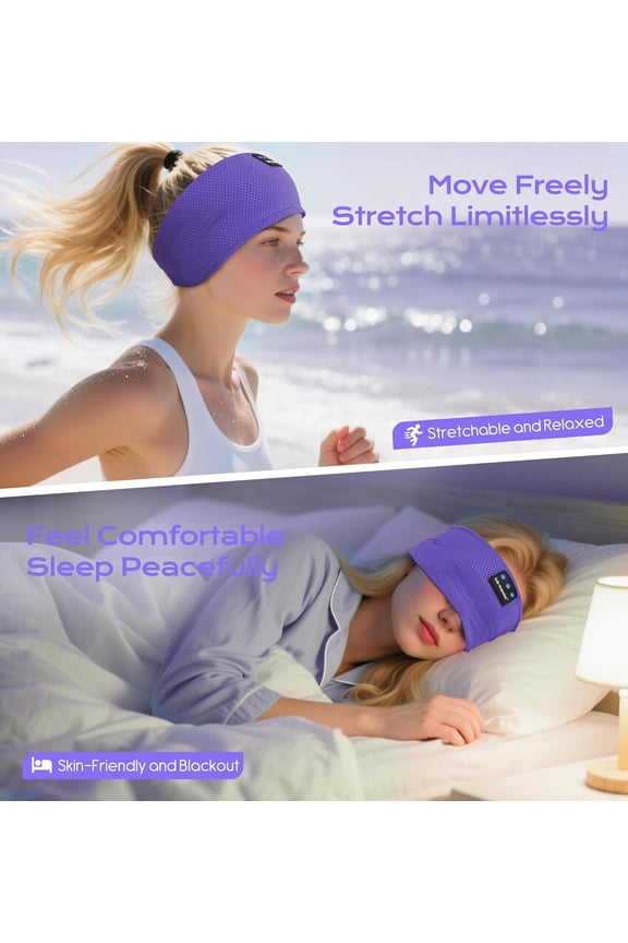 -Sleep Headphones Bluetooth 5.4 Headband, 2 in 1 Sleep Mask with Bluetooth Headphones, Wireless Headband Earphones with Ultra-Thin HD Stereo Speaker, Music Headband for Running Workout Yoga