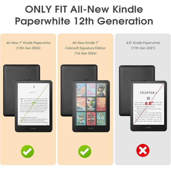 IYFFDFE-Slim Case for All-New 7" Kindle Paperwhite 12th Gen 2024&Kindle Colorsoft Signature Edition 2024, PU Leather Shell PC Cover with Auto Wake/Sleep,Black