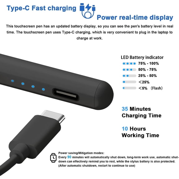 IYFFDFE-Stylus Pens for Touch Screens Power-Display Tablet Pen POM Tip Magnetic Digital Touch Pen Compatible with iPhone/iPad/iPad Pro/Lenovo/and Other iOS/Android Smartphone and Tablet Devices (Blac