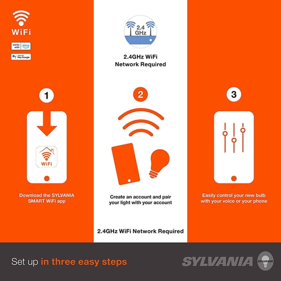 IYFFDFE-Sylvania WiFi LED Smart Light Bulb, 65W Equivalent Dimmable Soft White BR30, Works with Alexa and Google Home Only - 4 Pack (75689)