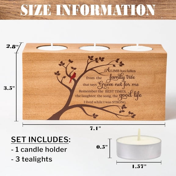 IYFFDFE-Sympathy Gifts for Loss of Loved One  Memorial Bereavement Gifts Candle Holders  Handcrafted Wooden Keepsake with Poem I Condolence Gift, Bereavement Gifts for Loss of Mother, Father (A Lim