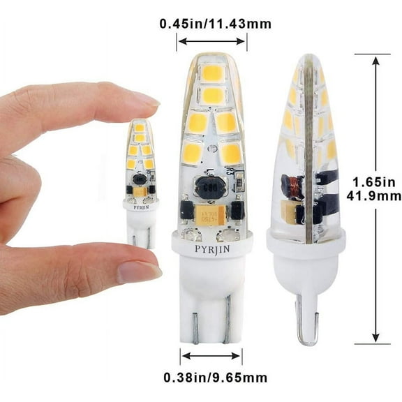 IYFFDFE-T10 Wedge Base Led Bulbs 12v Low Voltage Landscape, Pyjr Ac/Dc 12V, 2W 200Lm, 3000K Warm White, for Landscape Pathway Lighting, Deck Stair, Step, and Automotive Rv Lights. (Pack of 5)