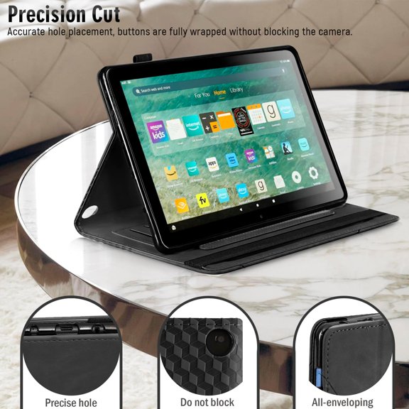 IYFFDFE-Tablet Protective Case with Built-in Card Slot, Made of Premium TPU Material, Featuring Automatic Wake-up/Sleep, Not Compatible with Samsung (Black)