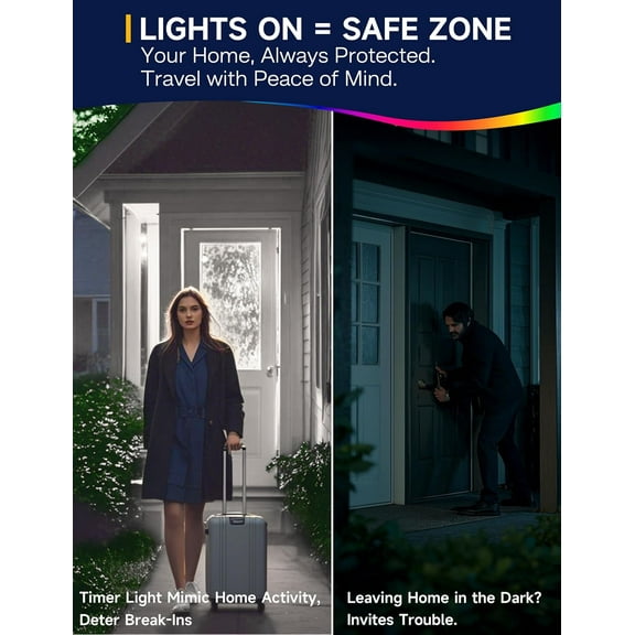 IYFFDFE-Timer LED Light Bulbs Indoor: 13W (100W Equivalent) LED Bulb, Built-in Automatic Timer, 5000K Daylight A19, Automatic On/Off, Security Light Bulb, 2-Pack