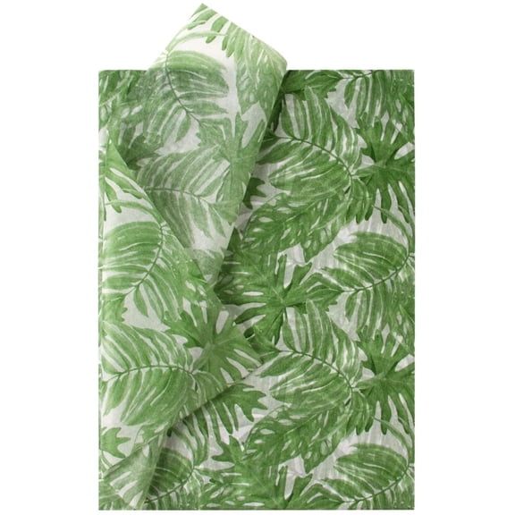 IYFFDFE-Tropical Wrapping Tissue Paper - 25 Sheets 19.7x27.5 Inch - Dark Green Palm Leaves Deisgn Wrap Paper Bulk for Packing, DIY Crafts