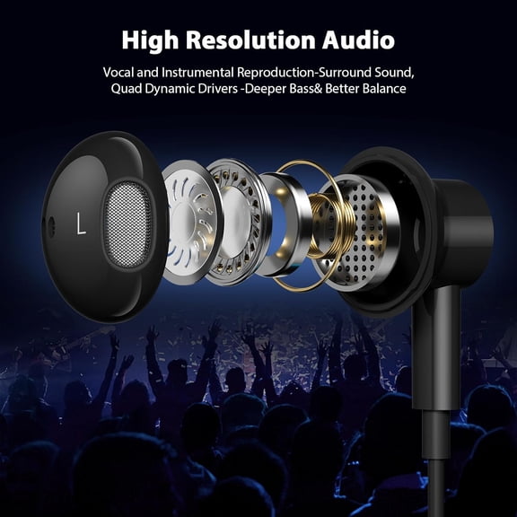 IYFFDFE-USB C Headphones for iPhone 17 Air 16e 16 Pro Max 15 Plus, Type C Headphone Wired Earbuds with Mic HiFi Magnetic Sport Earphone for iPad Pro Air Samsung Flip Fold 6 Galaxy S25 S24 S23 OnePlus