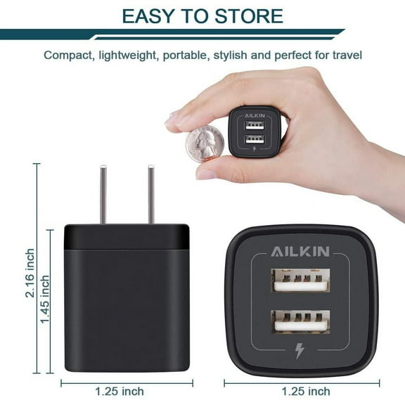 IYFFDFE-USB MultiPort Charging Block, Wall Plug Station, Home Travel Charger Cube, Wall Charger Brick, Rapid Charging Adapter, Fast Android Charge Replacement for iPad/iPhone/iPod/Samsung Box