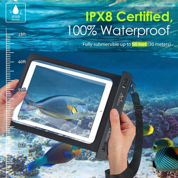 IYFFDFE-Waterproof Tablet Case, Tablet Pouch Dry Bag Compatible with iPad 10th, iPad Pro 11 2022, iPad 9/9.7/10.2, iPad mini 6/5/4/3, iPad Air 5/4, Air 3, Galaxy Tab S6/S7, Tab A 9.7, Up to 12", Blac