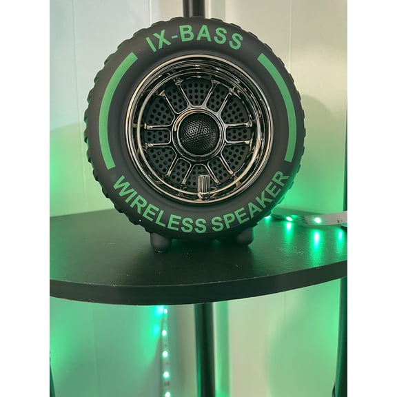IYFFDFE-Wheel tire Shape Wireless Speaker, Garage Accessory, Music Gadget, Stylish Garage Decor, Man Cave Speaker, car Lovers Gifts, Gaming Room Speakers, Men Room Decor (Green)