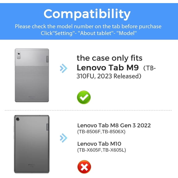 IYFFDFE-case for Lenovo 9.0 Inch Tab M9 2023 1rd Gen, Slim Stand Hard Back Shell Protective Smart Cover Case for Lenovo Tab M9 9" Tablet 2023 Release, Black