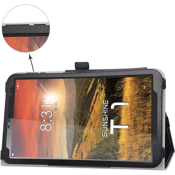 IYFFDFE-for Sunshine T1 Elite 8" Tablet Case - Sky Pad 8 & Foxx T8 Case - PU Leather Folio 2-Folding Stand Cover, Black