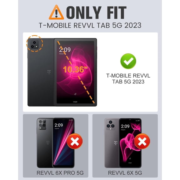 IYFFDFE-for T-Mobile Revvl Tab 5G Tablet Case 10.36 Inch, Auto Wake/Sleep and Slim Leather Full Protector Trifold Stand Cover Case for Revvl Tab 5G Tablet 2023 Resealesd, Black