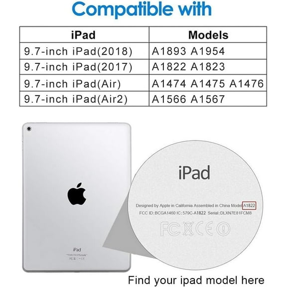 IYFFDFE-for iPad 6/5th Generation Case with Keyboard 2018/2017,Detachable Bluetooth Keyboard case for iPad Air 2/1,iPad Keyboard Case 9.7 inch with Pencil Holder,Square Keycaps,Black