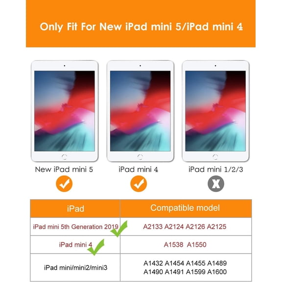 IYFFDFE-for iPad mini 5th Generation Case and iPad mini 4 Case, Ultra Slim Lightweight Trifold Smart Shell with Soft TPU Back Cover, Auto Sleep/Wake, Black