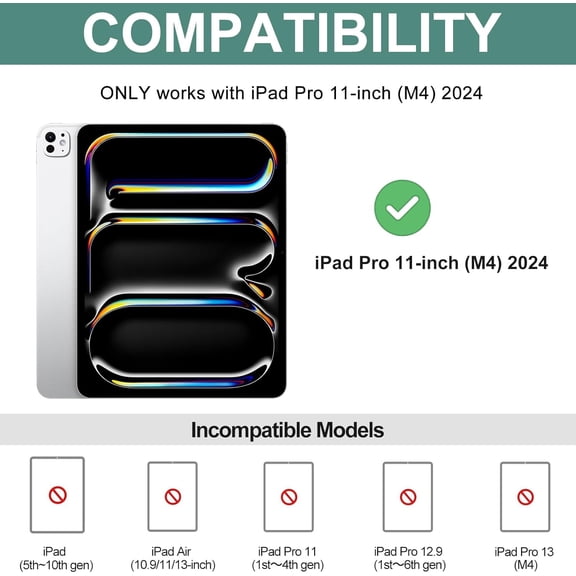 IYFFDFE-iPad Pro 11 inch Case 2024 Keyboard - Detachable Keyboard Case for iPad Pro 11'' M4 - Smart Folio Case for iPad 11 Keyboard with Pencil Holder - Auto Wake/Sleep Pro 11-inch Keyboard Case - Bl