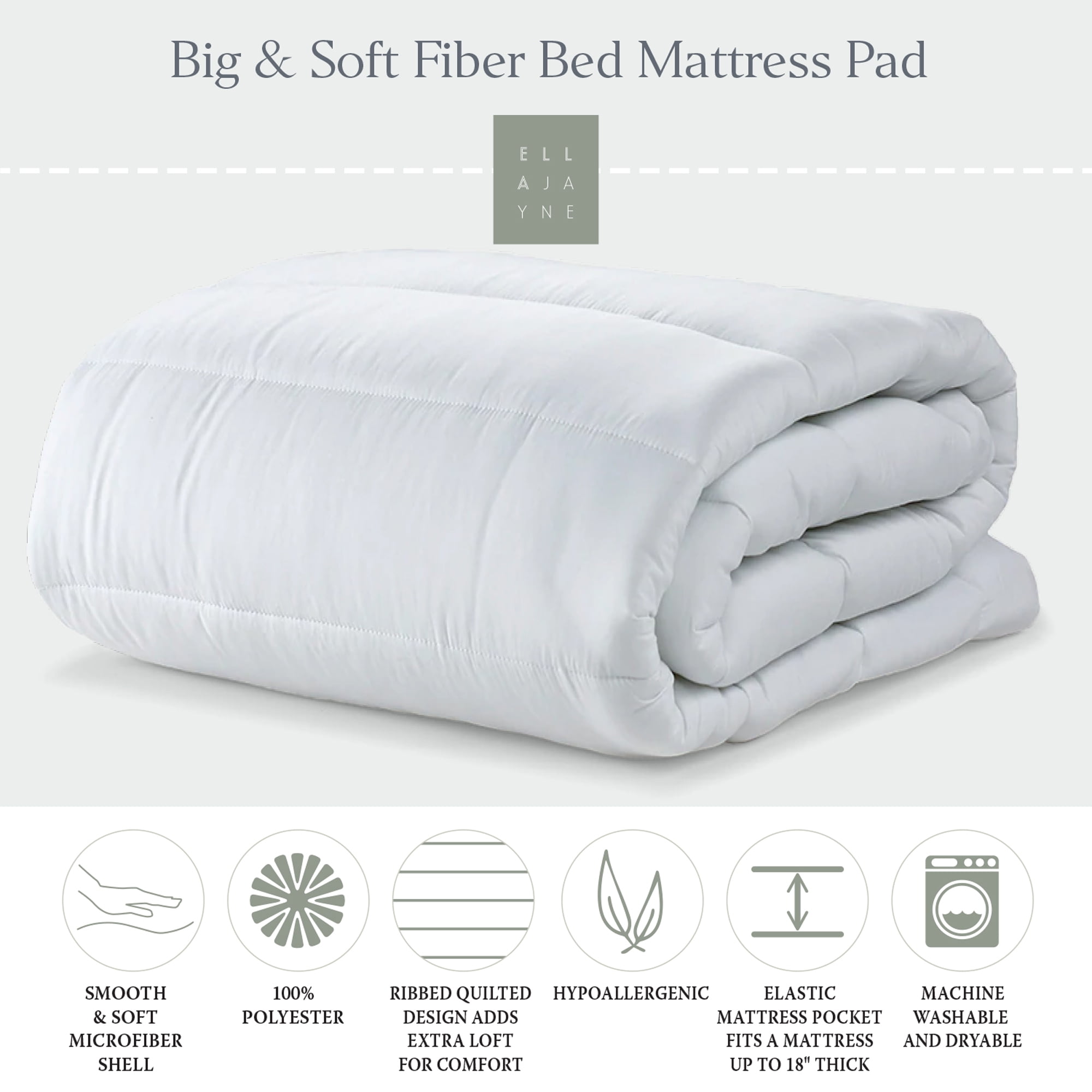 Twin XL White Down Alternative Featherbed Mattress Pad