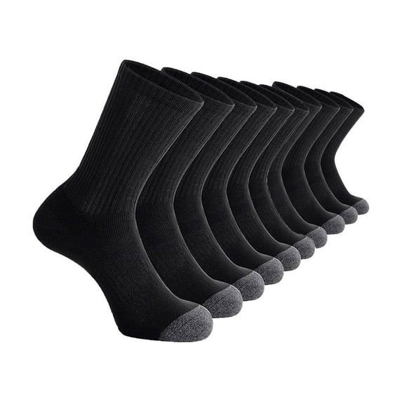IYTR 10 Pack Crew Socks Men's Cotton Breathable Cushioned Socks for Work Athletic Running Walking Everyday Wear Black S