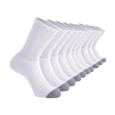 IYTR 10 Pack Crew Socks Men's Cotton Breathable Cushioned Socks for Work Athletic Running Walking Everyday Wear White S