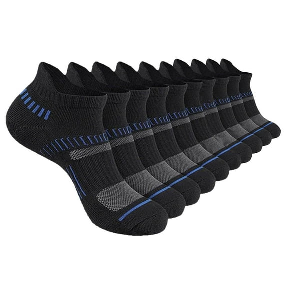 IYTR 10 Pack Men's Low Cut Socks Breathable Performance Athletic Ankle Socks Moisture Wicking Comfortable Sports Socks for Running Walking 10 Pack Black S