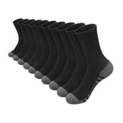 IYTR 10 Pairs Crew Socks Mens Athletic Performance Socks Moisture Wicking Breathable Cushioned Comfortable Cotton Socks for Running Walking Workout Gym Sports Daily Wear Black S