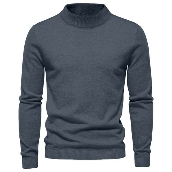 IYTR 2024 Fall Sweater For Men Solid Color Long Sleeve Pullover Stand Collar Sweater Loose Base Shirt Top Sweater Dark Gray S