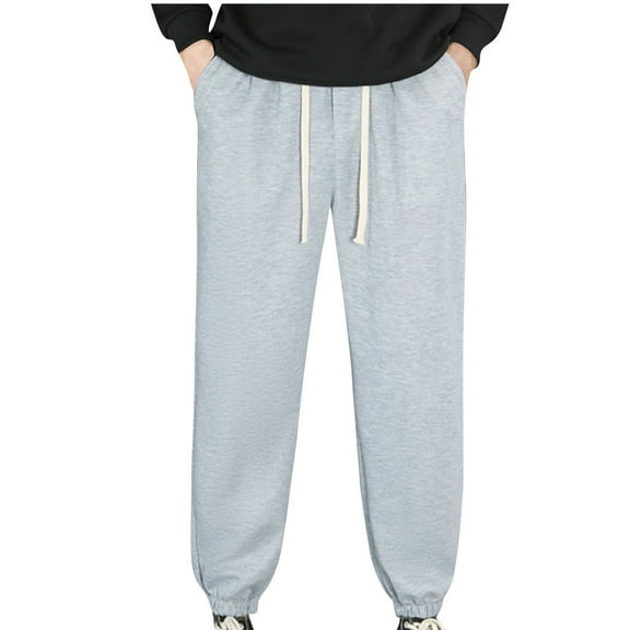 IYTR Baggy Sweatpants Men Thin Elastic Waist Drawstring Pocket Sports Pants Baggy Pants Hiking Solid Color Casual Sweatpants Fashion Comfy Trousers (Gray,S)