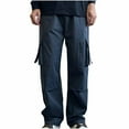 thumbnail image 1 of IYTR Baggy Sweatpants Men Zipper Pocket Work Straight Legs Trousers Comfy Casual Solid Color Sweatpants Fashion Baggy Pants Hiking Trousers (Gray,M), 1 of 4