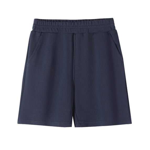 IYTR Boys Shorts Summer Solid Color Casual Oversized Comfy Elastic Waist Baseball Basketball Short Pants with Pockets Navy 5-6Years