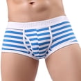 thumbnail image 1 of IYTR Breathable Boxers With Side Openings Mens Boxer Briefs Mid Waist Briefs Stripe Briefs Blue S, 1 of 1