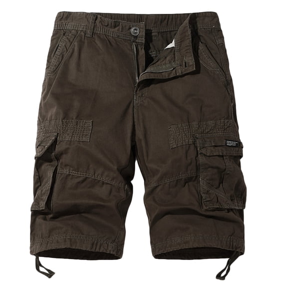 IYTR Cargo Shorts for Men Zipper Button Multi-Pockets Sports Shorts Sweatpants Solid Color Summer Athletic Shorts Outdoor Hiking Shorts Casual Shorts (Coffee,M)