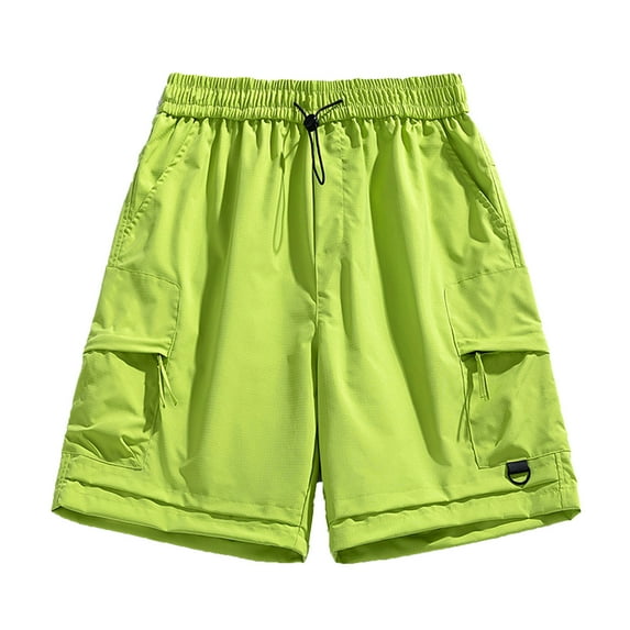 IYTR Cargo Shorts Pants For Men With Multi Pockets Fashion Outdoor Workout Shorts Solid Color Drawstring Elastic Waist Shorts Pants Green L