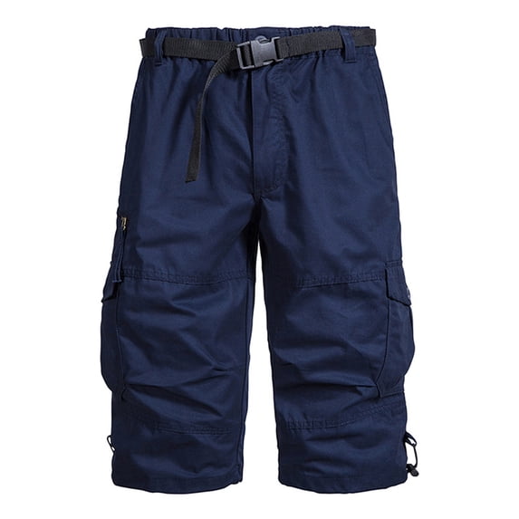 IYTR Cargo Shorts for Men Casual Drawstring Elastic Waist Workout Shorts Athletic Gym Jogger Shorts with Pockets Navy XXXXL