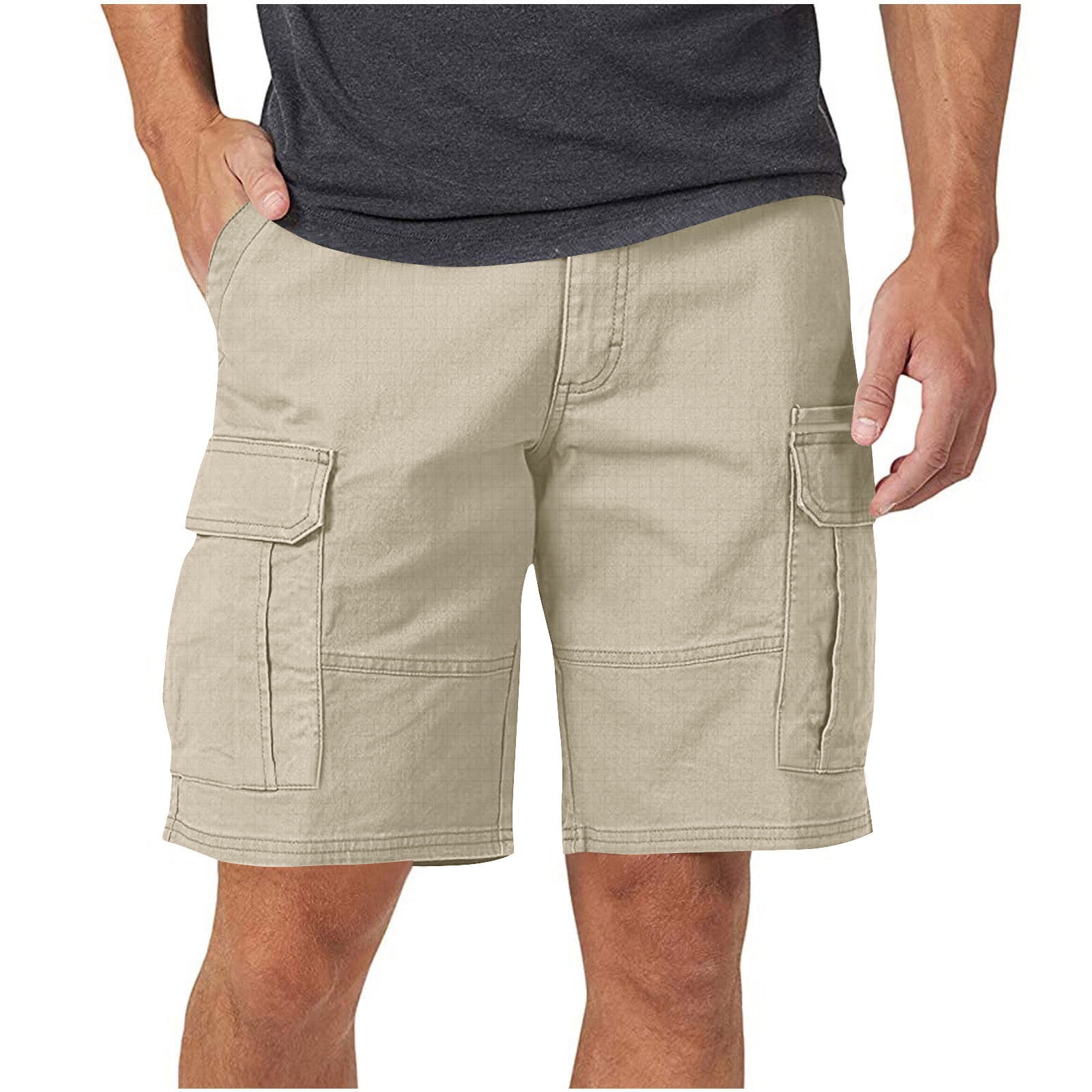IYTR Cargo Shorts for Men Solid Color Lightweight Casual Work Pants Summer Outdoor Hiking Golf Athletic Shorts Multi Pocket (Gray,XL)