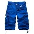 thumbnail image 1 of IYTR Cargo Shorts for Men Zipper Button With Multi Pockets Cargo Shorts Casual Solid Color Outdoors Hiking Workout Shorts Blue S, 1 of 3