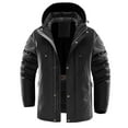 thumbnail image 1 of IYTR Casual Hooded Warm Jacket Coats with Pocket Zipper Hooded Neck Solid Color Mens Winter Jacket Long Sleeve Jacket Black XXL, 1 of 6