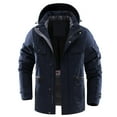 thumbnail image 1 of IYTR Casual Hooded Warm Jacket Coats with Pocket Zipper Hooded Neck Solid Color Mens Winter Jacket Long Sleeve Jacket Blue XXXXL, 1 of 6