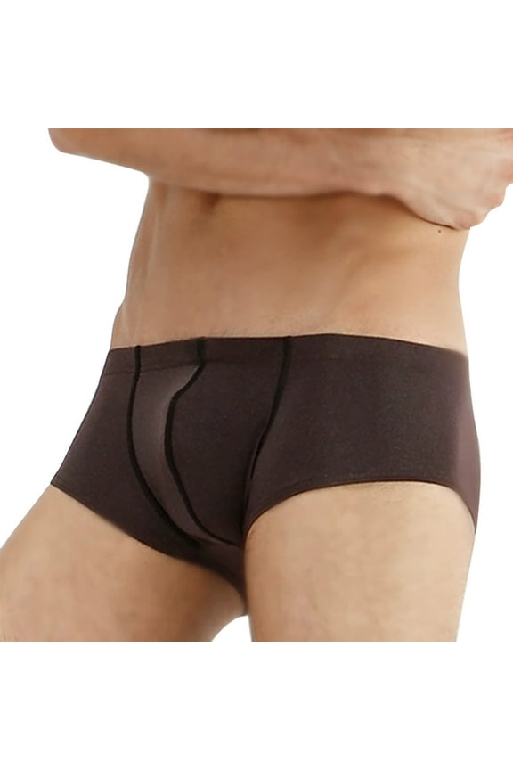 Comfy Personalized Briefs Underwear Mens Boxer Briefs Mid Waist Briefs Solid Color Briefs Coffee M