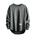 thumbnail image 1 of IYTR Cotton Mens T Shirts Casual Stylish Loose Fit Long Sleeve Leisure Loose Fit Spring Clothes Lightweight Solid Color Crew Neck Shirt (Dark Gray,XXXL), 1 of 5
