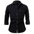 thumbnail image 1 of IYTR Denim Shirts for Men Fashion Button Lapel Jeans Shirt Casual Long Sleeve Going Out Tops (Black,S), 1 of 3