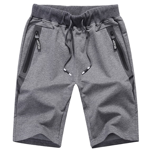 IYTR Fashion Beach Shorts Drawstring Elastic Waist Shorts Straight Shorts With Zipper Pocket Mens Workout Shorts Summer Solid Color Dark Gray XXXXL